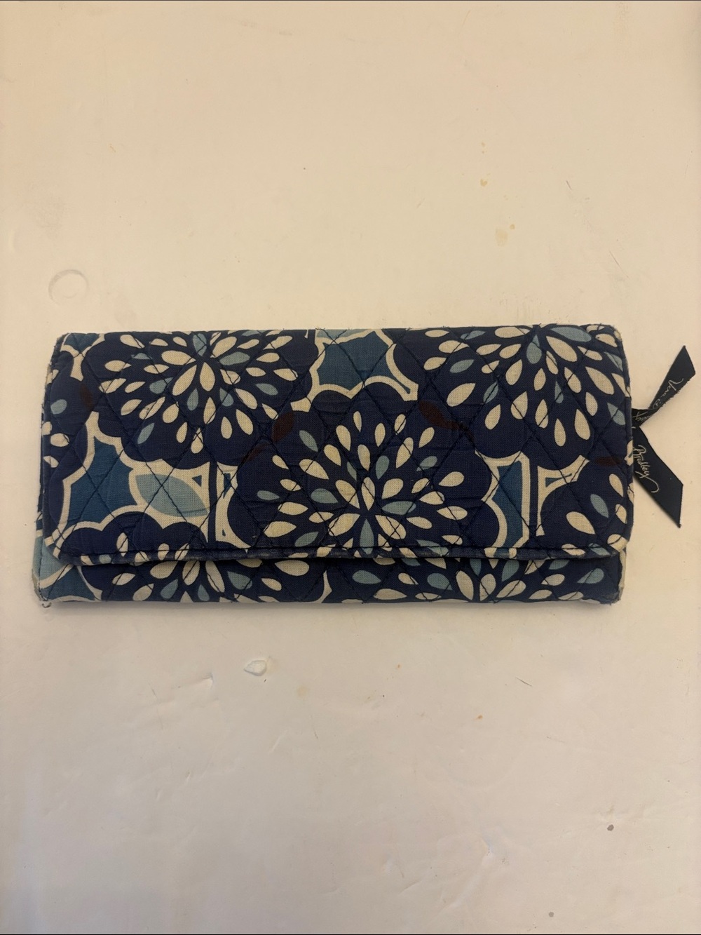 Vera Bradley Navy and Light Blue Floral Quilted Wallet